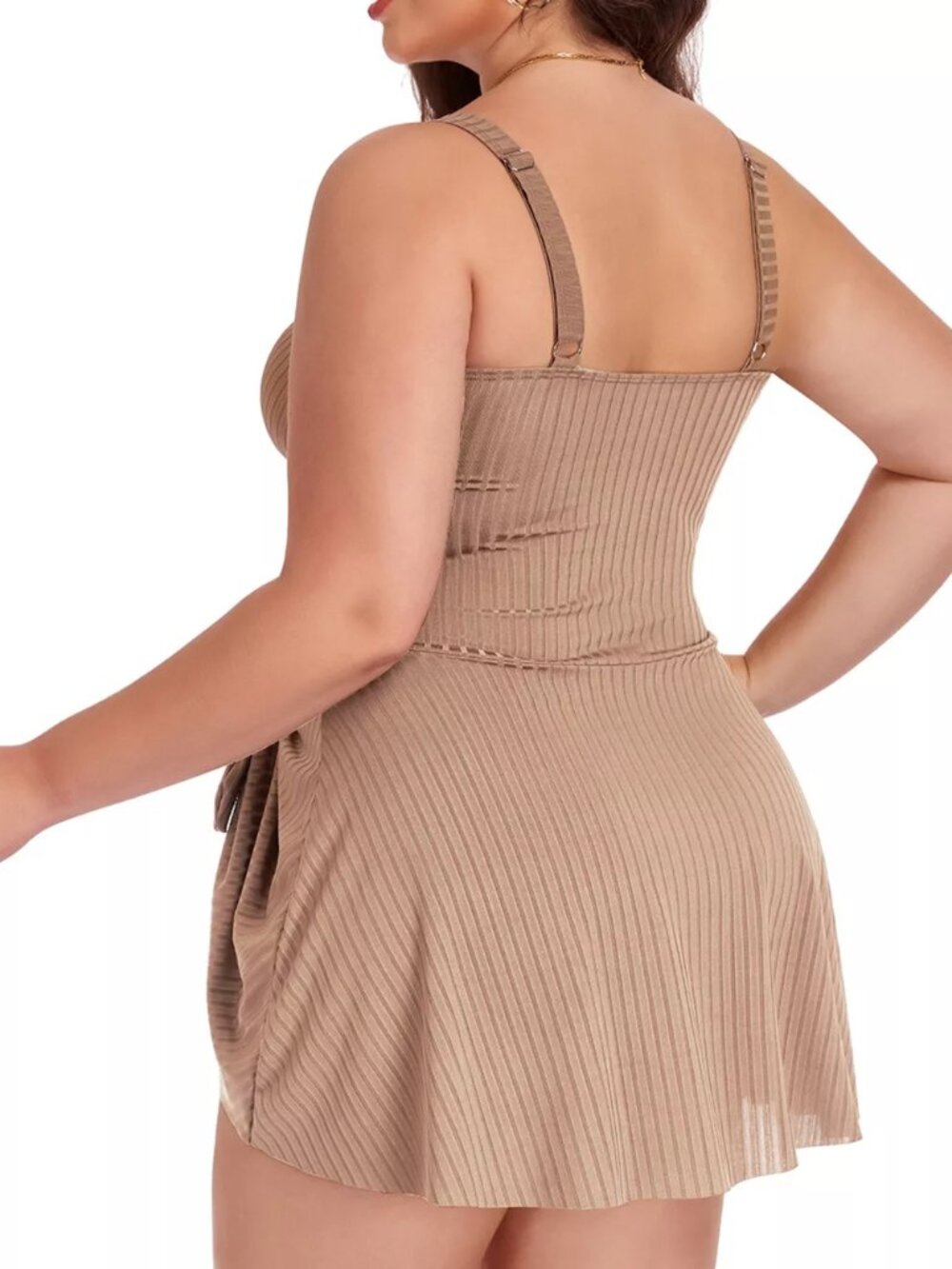 Plus Size Ruched One-Piece Swim Dress - Picture 10 of 16
